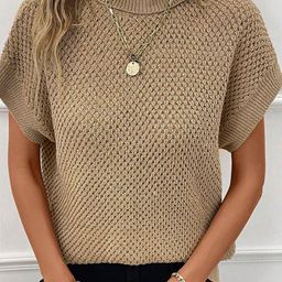 HERE&NOW Women Turtle Neck Short Sleeves Pullover Sweater-picture-18