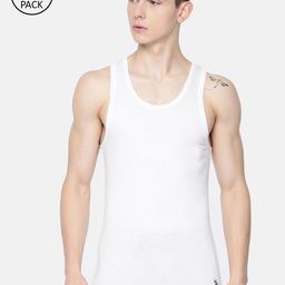 U.S. Polo Assn. Men White Pack of 3 Innerwear Vests I661-001-P3-10
