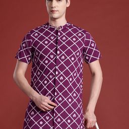 Anouk Men Cotton Geometric Indie Prints Kurta-picture-0