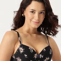 DressBerry Black Printed Full Coverage Lightly Padded Everyday Bra with All Day Comfort-picture-12