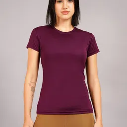 NEVER LOSE Women Solid Compression Fit Sports T-shirt-image-58