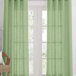 HOMEMONDE Green & White Set of 2 Sheer Long Door Curtain-15