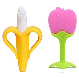 Enorme Silicone Banana Shaped Toothbrush Teether and Apple Shaped Teething Teether for Babies-6