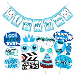 Wobbox First Tooth Decoration Items, I Got My First Tooth Decoration Items, First Tooth Celebration Blue Pack Of-14-27