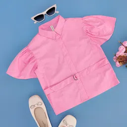 Pantaloons Junior Poplin Half Sleeves Solid Shirt Style Top - Lilac Chiffon-picture-41