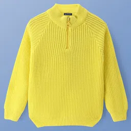 Pine Kids Knit Full Raglan Sleeves Pullovers Solid Colour- Yellow-picture-6