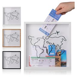 House of Quirk Travel Adventure Archive Shadow Box for Memories Shadow Keepsake Box with Slot On Top Life in a Shadow Box Travel Gift Frame Medium-White-picture-12