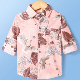Rikidoos Full Sleeves Floral Printed Shirt - Light Peach-image-67