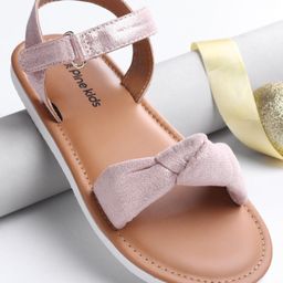 Pine Kids Velcro Closure Sandals with Bow Applique - Rose Gold-picture-43