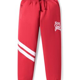 Pine Kids Knit Full Length Lounge Pant With New York Print - Red-image-15