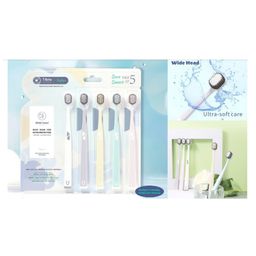 Sanjary Manual Toothbrush super soft fine bristles easy to move around curved For kids pack of 5 color design may vary-picture-31