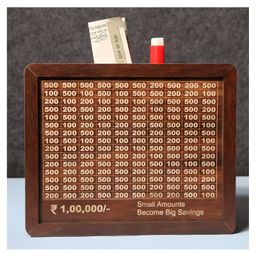 NEGOCIO Piggy Bank - Wooden Saving Box 100000, Wooden Money Saving Box Adult 100000 with Counter, Stylish Money Bank for Kids and Adults, Durable Wooden Design for Secure Savings- Pack of 1- Color May Vary-26