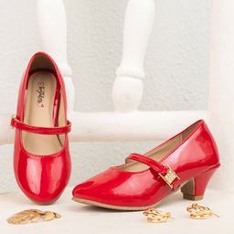 Toothless Diamonds Embellished With Buckle Closure Mary Jane Ballerinas - Red-image-95