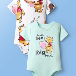 Babyoye Disney Interlock Knit Half Sleeves Onsies with Winnie The Pooh Print Pack of 2 - White & Light Green-image-68