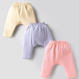 Simply Interlock Knit Solid Color Diaper Leggings Pack of 3 - Pink Cream & Lilac-picture-2