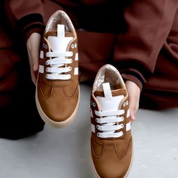 Shoetopia Colour Blocked Lace Up Shoes - Tan-image-67