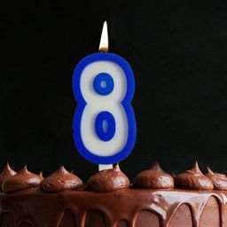 Funcart Blue and White Numerical 8 Style Candle - pack of 1-image-66