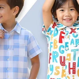 KIDGARB Multi Polycotton Cutaway Collar Printed Shirts-picture-8