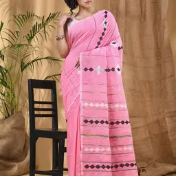 DESH BIDESH Patchwork Pure Cotton Taant Saree-picture-9