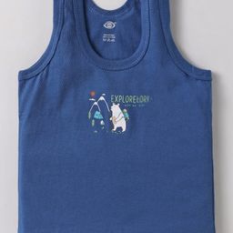 Zero Sinker Knit Sleeveless Set of Vests with Typography Print Pack of 3 - Blue Teal & Red image 2