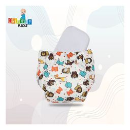 Chinmay Kids Cloth Diaper Cute Prints Freesize Reusable Washable Adjustable Snap Buttons Cloth Diaper For Babies With Wet Free Insert Pads Leak Proof & Dry Feel Pack of 2 - Green & White image 4