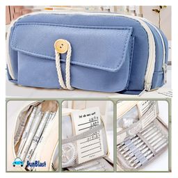 Bunie Large Capacity Multiple Compartment Pouch for Students Pack of 1 - Blue image 5