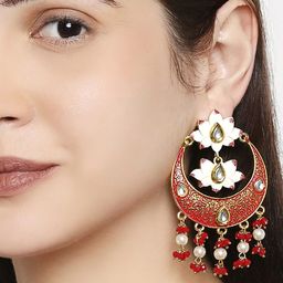 Anouk Kundan Studded Crescent Shaped Chandbalis image 2