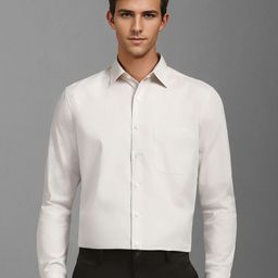 Louis Philippe Men Spread Collar Textured Cotton Slim Fit Formal Shirt-image-64