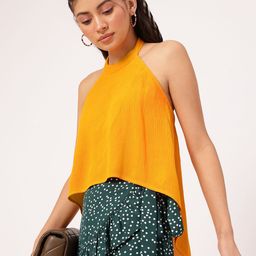 DressBerry Blush & Bold Crinkled Halter Neck High-Low Fluid Top-image-30