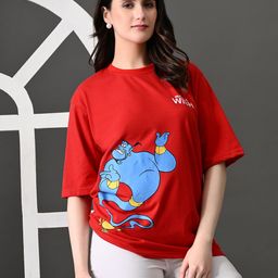 OYEEBRO Women Bio Finish Graphic Printed Round Neck Cotton Oversized T-shirt-image-57