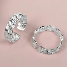 Mia by Tanishq Braided Elegance Silver Toe Rings for Women-image-20
