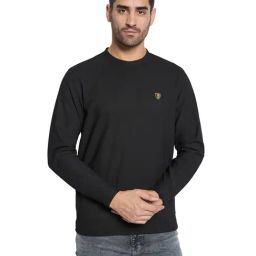 Octave Black Regular Fit Solid Sweatshirt-image-6