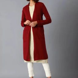 W Red Self Pattern Cardigan-picture-9