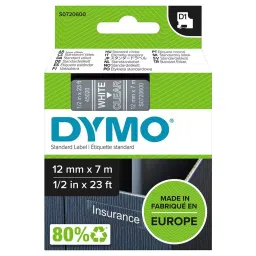DYMO Tape, White/Clear, 12Mm, 45020-33