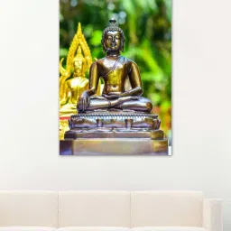 999store Green & Yellow Buddha With Bokeh Art Canvas Painting-13
