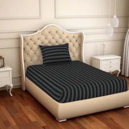 Spaces Sky Rise Black Cotton 210 TC Bed Sheet Set-image-1