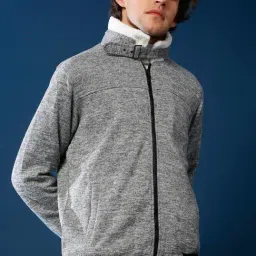 Campus Sutra Light Grey High Neck Jacket-image-63