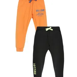 Plum Tree Kids Black & Orange Printed Joggers (Pack Of 2)-picture-26