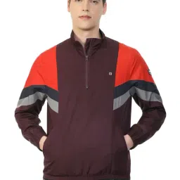 Louis Philippe Maroon Regular Fit Colour Block Jacket-picture-0