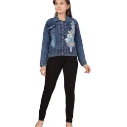 Aarika Kids Blue Applique Denim Jacket-image-57