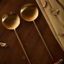 Fabindia 'Ayira' Golden Stainless Steel Salad Server - Set of 2-30