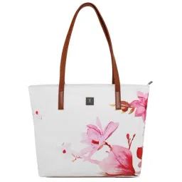 Esbeda White & Pink Printed Large Tote Handbag-28