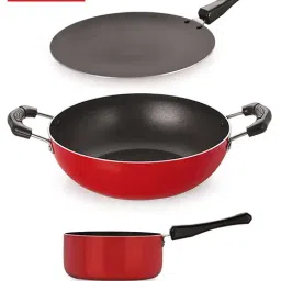 Nirlon Red Aluminium Non- Stick Cookware - Set of 3-33