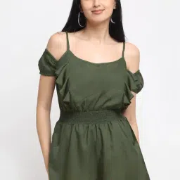 NEUDIS Olive Green Sleeveless Jumpsuit-36
