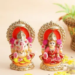 Aapno Rajasthan Solid Multicolor Terracotta Laxmi & Ganesh Idol - Set of 2-13