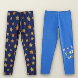 XY Life Kids Navy & Purple Cotton Printed Leggings (Pack of 2)-image-28