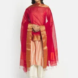 Fabindia Red Woven Pattern Dupatta-image-11