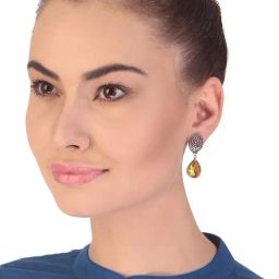 Imli Street Yellow & Silver Drop Earrings-picture-39