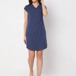 Vero Moda Intimates Navy Cotton Printed Night Dress-image-36
