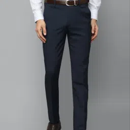 Louis Philippe Navy Blue Slim Fit Checks Trousers-picture-42